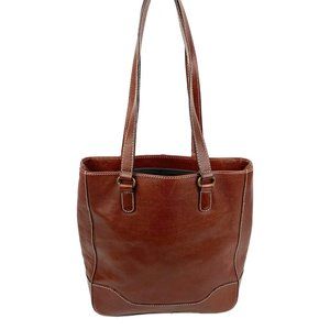 Talbots Vintage Handbag Brown Leather Shoulder Bag Purse Made In Italy